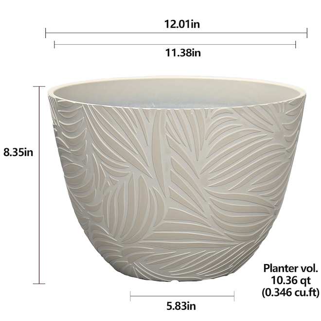 Landon & Co. 11.38 x 8.35-in Beige Resin Indoor/Outdoor Flower Pot
