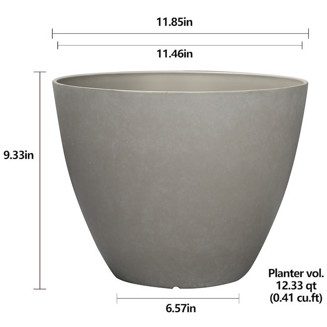 Landon & Co. 12-in Matte Grey Resin Indoor/Outdoor Flower Pot