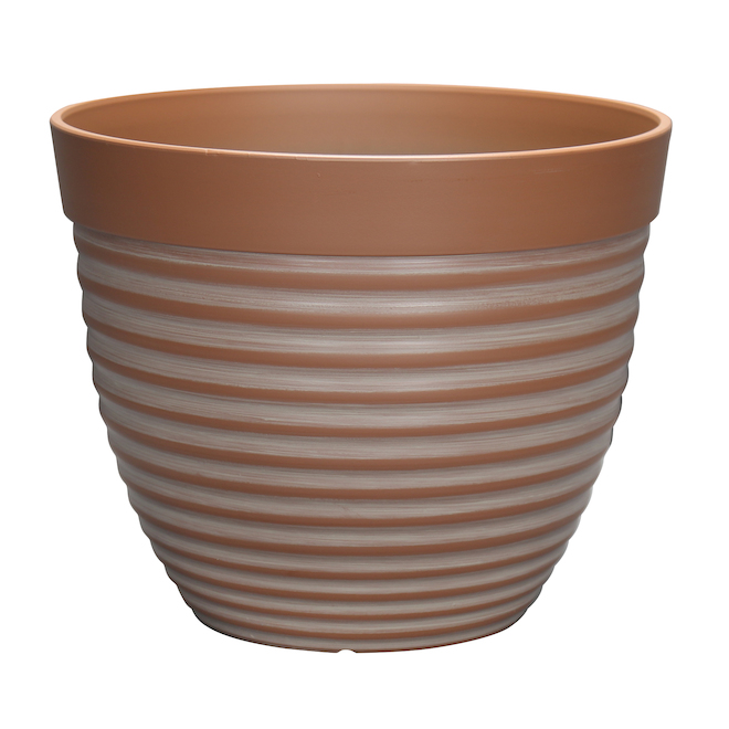 Allen + Roth Planter 13.9-in Resin Terracotta