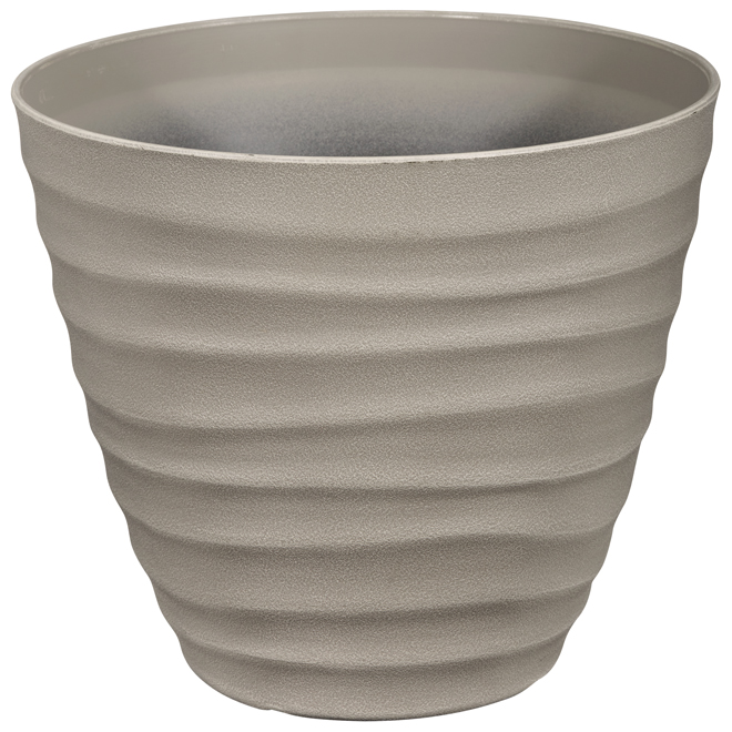 Bazik 11.5-in Resin Wavy Matte Light Grey Flower Pot