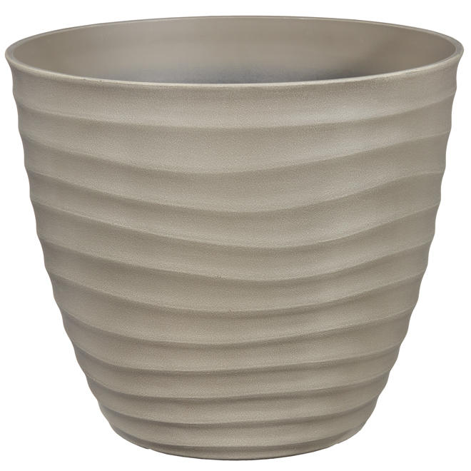 Bazik 15.4-in Matte Grey Resin Wavy Pattern Flower Pot