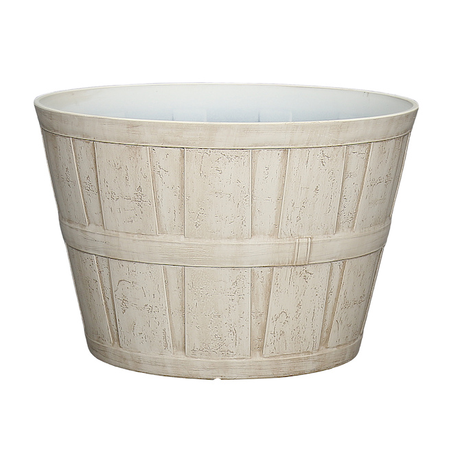 Bazik 13.5 x 9.25-in Cream White Resin Indoor/Outdoor Planter