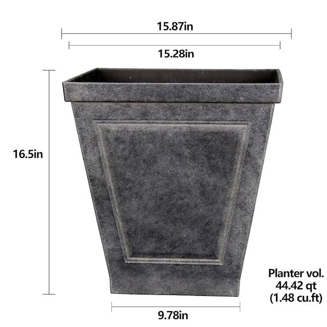 Bazik 15.3 x 16.5-in Square Black Resin Outdoor Planter