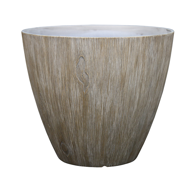 Bazik 15.3 x 16.5-in Round Beige Resin Outdoor Planter