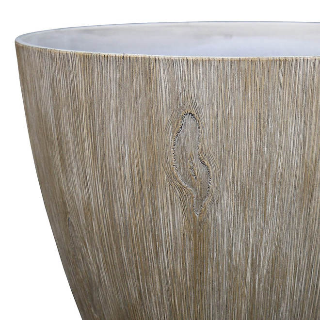 Bazik 11.4 x 9.92-in Round Beige Resin Outdoor Planter