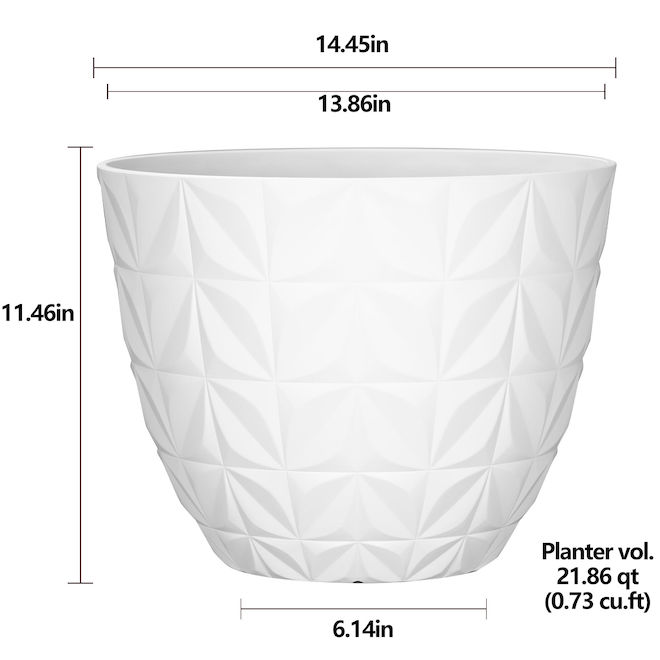 Bazik Geo 11.46 x 13.86-in Indoor/Outdoor White Resin Planter