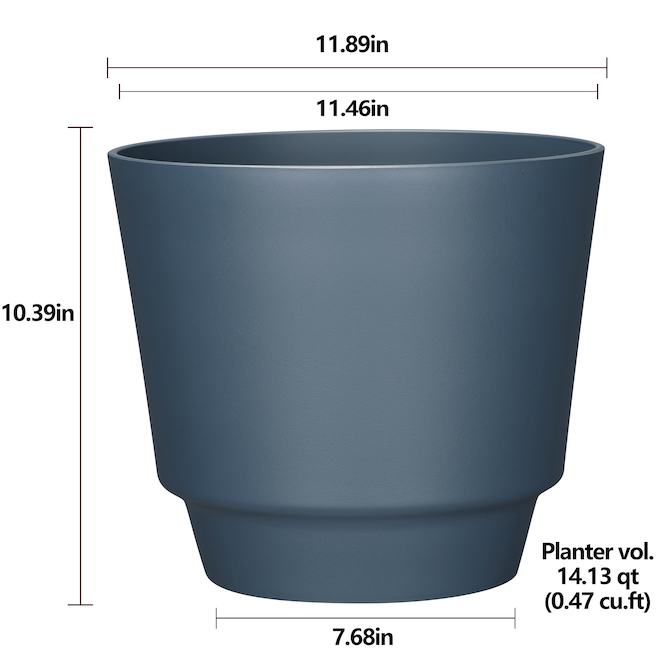 Bazik Calais 11.46 x 10.39-in Blue Resin Flower Pot for Indor/Outdoor ...