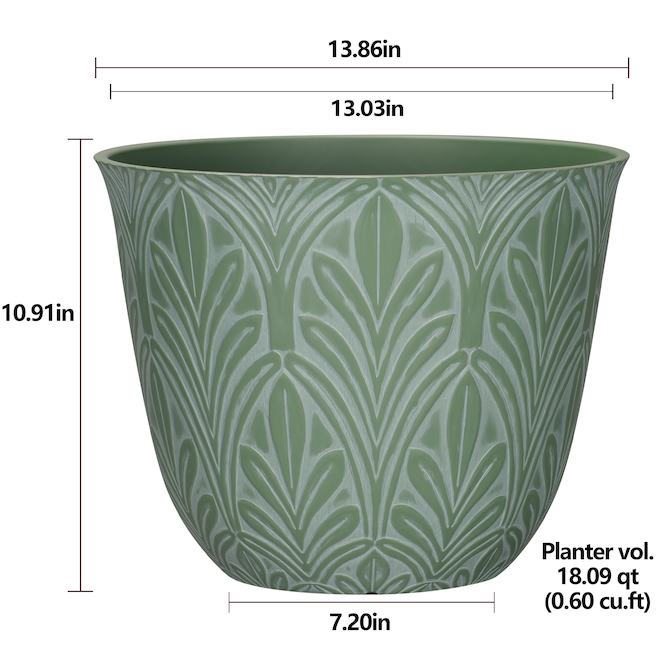 Bazik Autumn 13-In Green Resin Planter