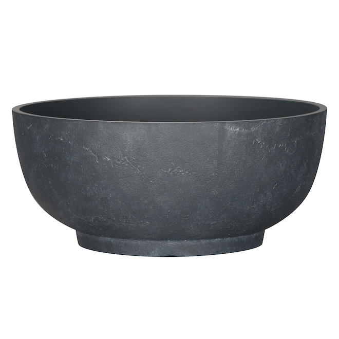 Bazik 13.3-inBlack Resin Indoor/Outdoor Flower Pot