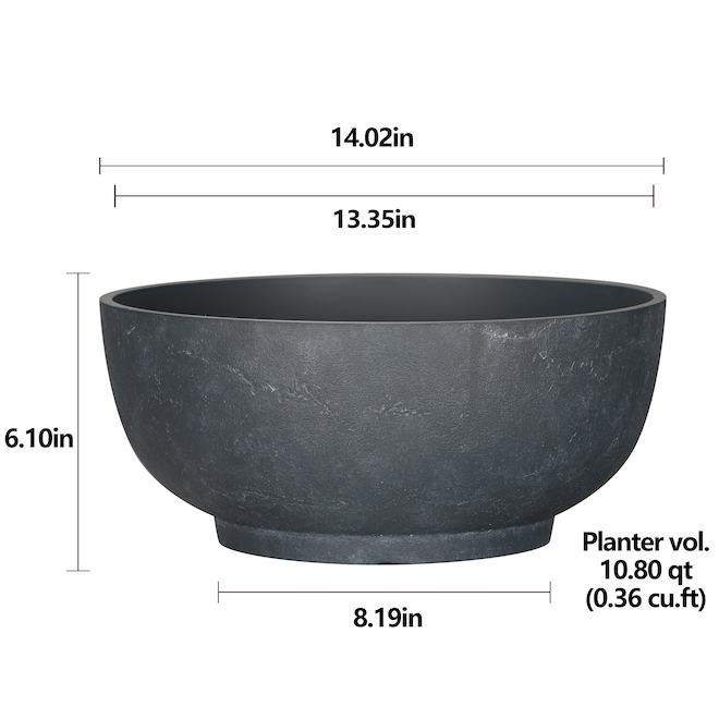 Bazik 13.3-inBlack Resin Indoor/Outdoor Flower Pot