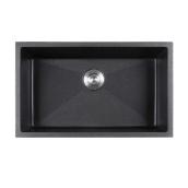 Allen + Roth Single Bowl Kitchen Sink - Granite - Black - 32-in x 19-in
