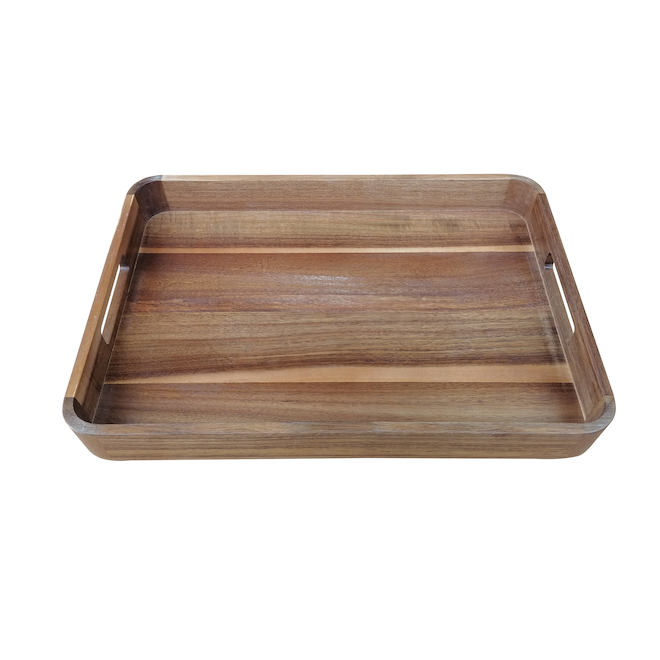 Plateau de service décoratif Bazik en bois naturel 14,96 x 10,24 po