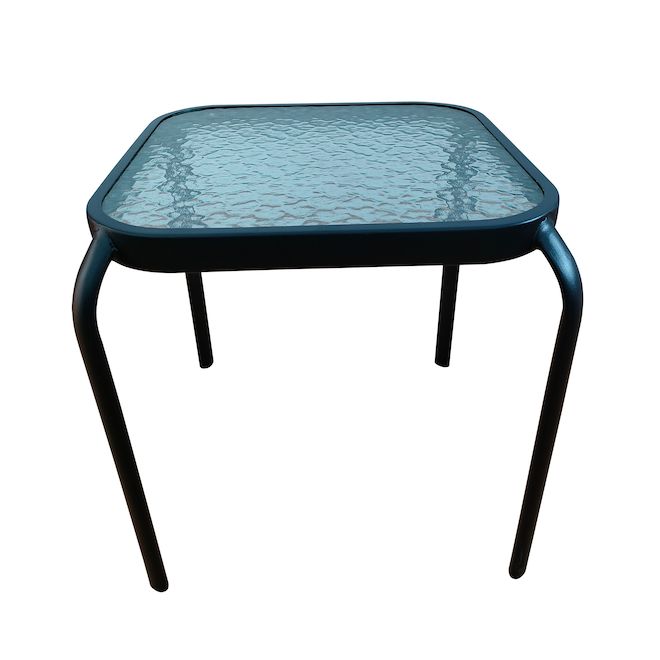 Image of Bazik | 16.14-In Black Metal With Glass Top Outdoor Side Table | Rona