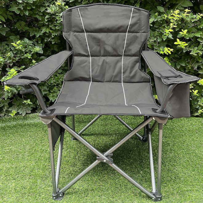 Landon & Co. Steel/Polyester Foldable Camping Chair with Cooler and Carry Bag - Grey