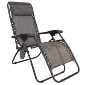 Landon & Co. Foldable Polyester Mesh/Steel Frame Zero Gravity Lounge Chair with Cup Holder/Pillow - Grey