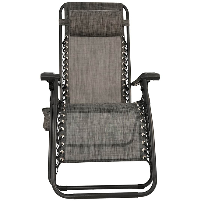 Landon & Co. Foldable Polyester Mesh/Steel Frame Zero Gravity Lounge Chair with Cup Holder/Pillow - Grey