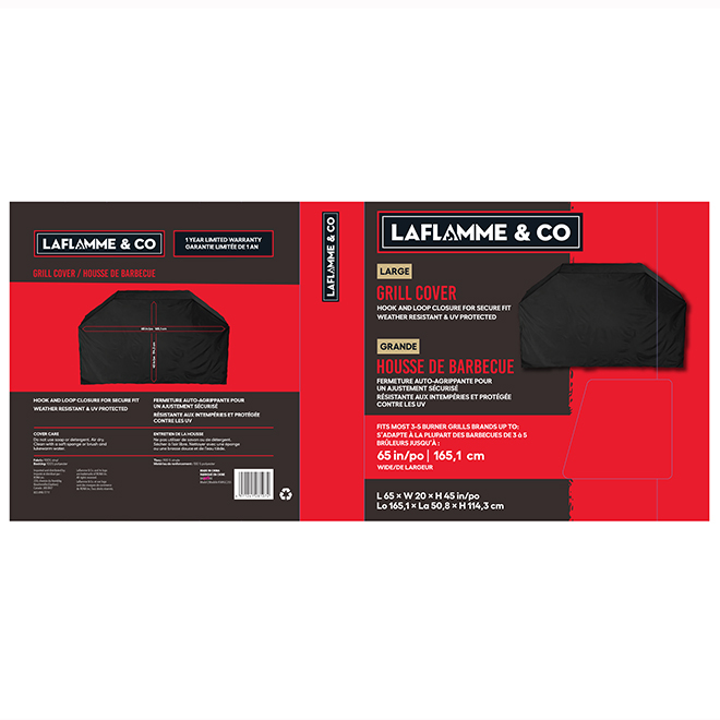 LAFLAMME & CO 65-in Barbecue Cover in Black Vinyl