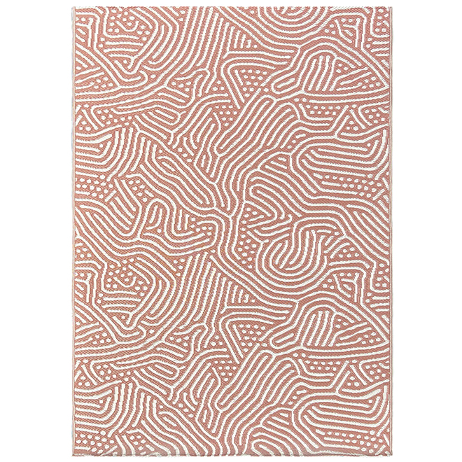 VALU+ Outdoor Rug in Waterproof Polypropylene 6 x 9-ft - White and Pink