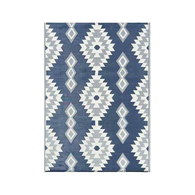 VALU+ Decorative Rug in Blue Polypropylene for Outdoor and Indoor - 6 x ...