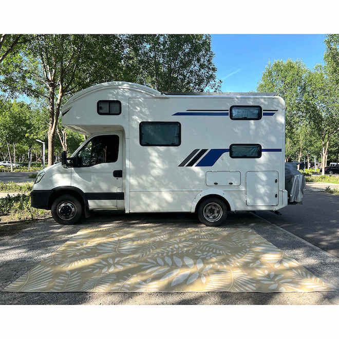 VALU+ Rug with Leaf Pattern in Polypropylen 10 x 12-ft - Yellow