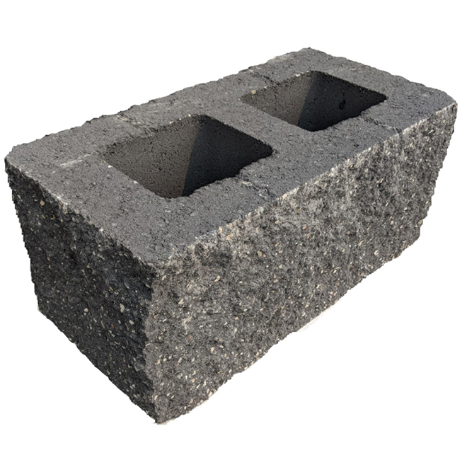 Bloc de mur de soutènement Valley Stone Basalite, béton, ébène, 18 po l. x 8 po h. x 9 po p.