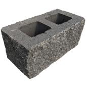 Basalite Valley Stone Retaining Wall Block - Concrete - Ebony - 18-in W x 8-in H x 9-in D