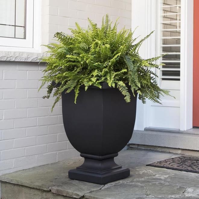 Mayne Augusta 26 x 18-in Black Resin Self-Watering Planter