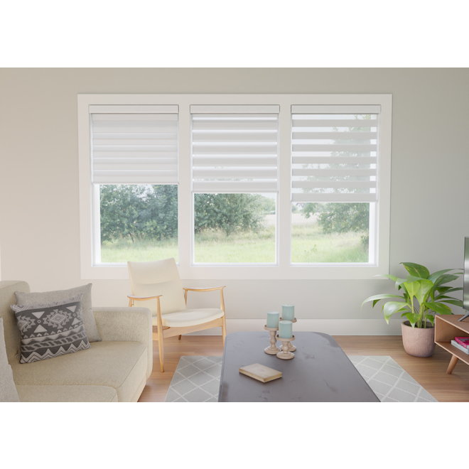 allen+roth Zebra Day/Night 30 x 72-in Cordless Blind - White