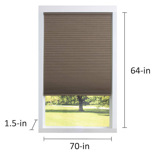 allen + roth 70-in x 64-in Brown Recycled Polyester Blackout Cellular Pleated Shade