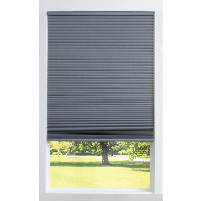 allen + roth 23-in x 72-in Noble Grey Recycled Polyester Ligth Filtering Cellular Pleated Shade