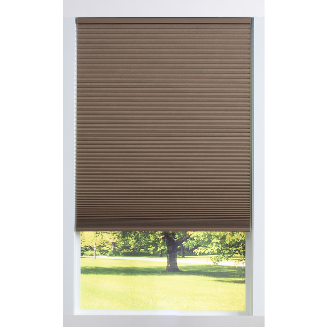 allen + roth 23-in x 72-in Light Filtering Brown Linen Cellular Shade