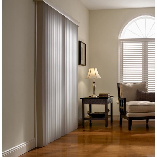 VALU+ 3.5 x 66 W x 84-in L White PVC Cordless Darkening Vertical Blinds