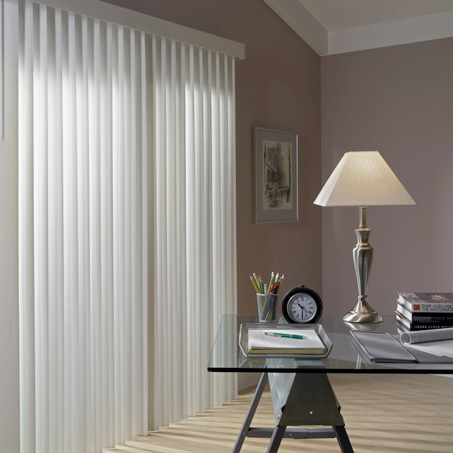 VALU+ 3.5 x 66 W x 84-in L White PVC Cordless Darkening Vertical Blinds