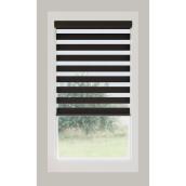 Store double Zebra Landon & Co. jour et nuit sans cordon en tissu superposé 48 x 72 po, noir
