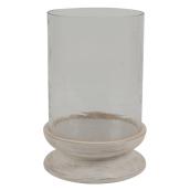 Lanterne en verre « Garden Party », 13", blanc délavé