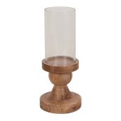 Allen + Roth Candle Holder - 14-in x 5.75-in - Wood and Glass