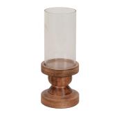 Allen + Roth Candle Holder - 12.7-in x 5.25-in - Wood and Glass