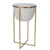 Allen + Roth Planter with Stand - 12.5-in x 22.25-in - White and Gold