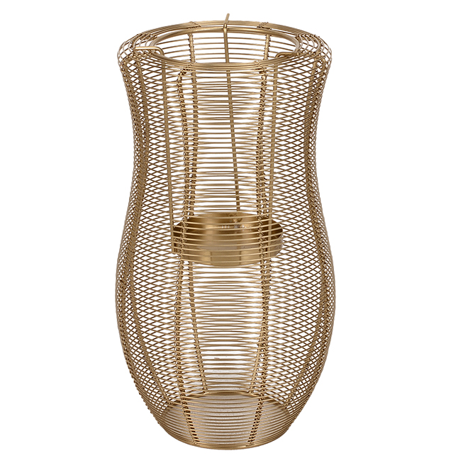 Allen + Roth Hurricane Lantern - 12.25-in - Mild Steel - Gold