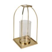 Grande lanterne et bougeoir Allen + Roth, métal et verre, 9 po x 18,6 po, or