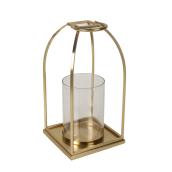 Petite lanterne et bougeoir Allen + Roth, métal et verre, 8 po x 16 po, or