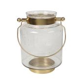 Allen + Roth Hurricane Lantern - Glass and Metal - 9.5-in - Gold