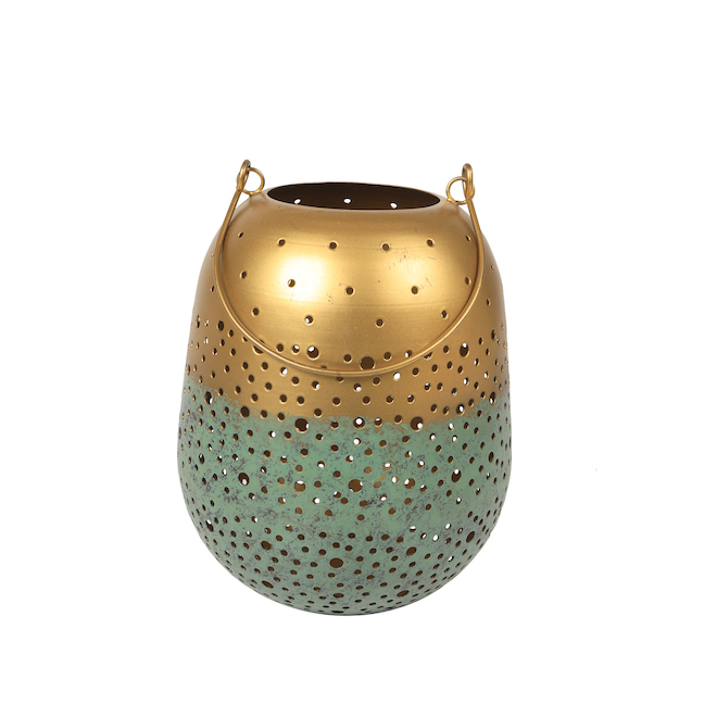 Petite lanterne décorative allen + roth en métal doré 9 x 7 po