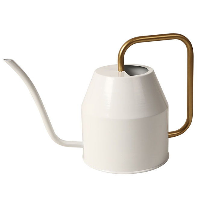 Allen + Roth 0.95-Gallon Off-White with Gold Metal Traditional Watering Can