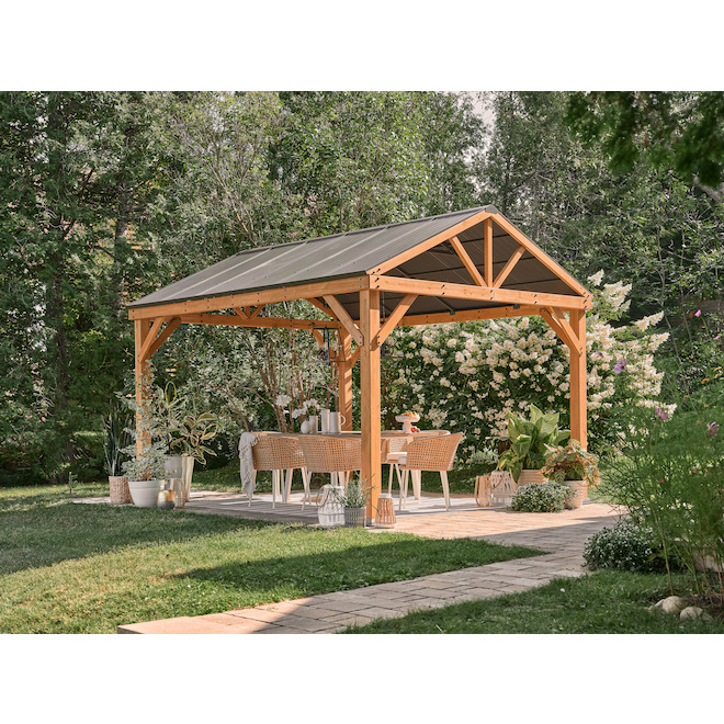 Allen + Roth 8.25-in W x 9-in H Gold Metal Planter