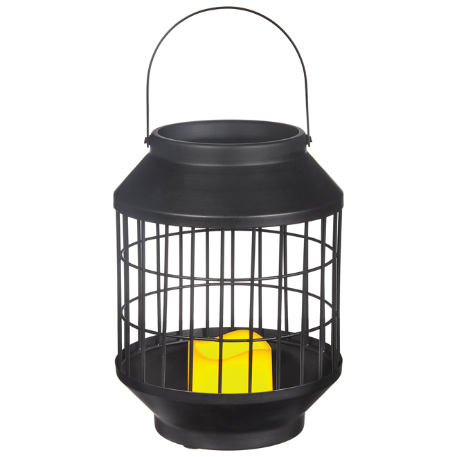 allen + roth LED Candle Black Metal Outdoor Decorative Lantern