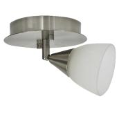 Flushmount - 1 Light - Steel/Glass - White/Brushed Nickel