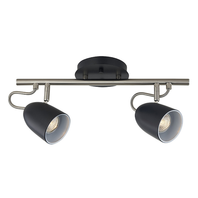 Track Light - 2 Lights - 16" - Steel - Chrome/Matte Black