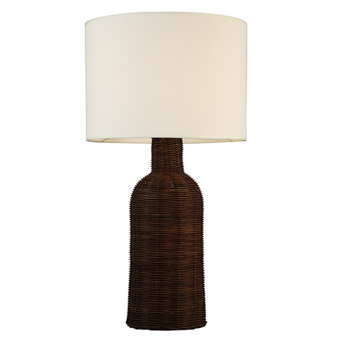 Lampe de table en rotin et tissu Allen + Roth, 13,75 po, brun et blanc