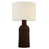 Lampe de table en rotin et tissu Allen + Roth, 13,75 po, brun et blanc